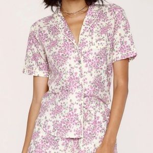 Heartloom Purple Floral Print Button Up Pajama Lounge Top